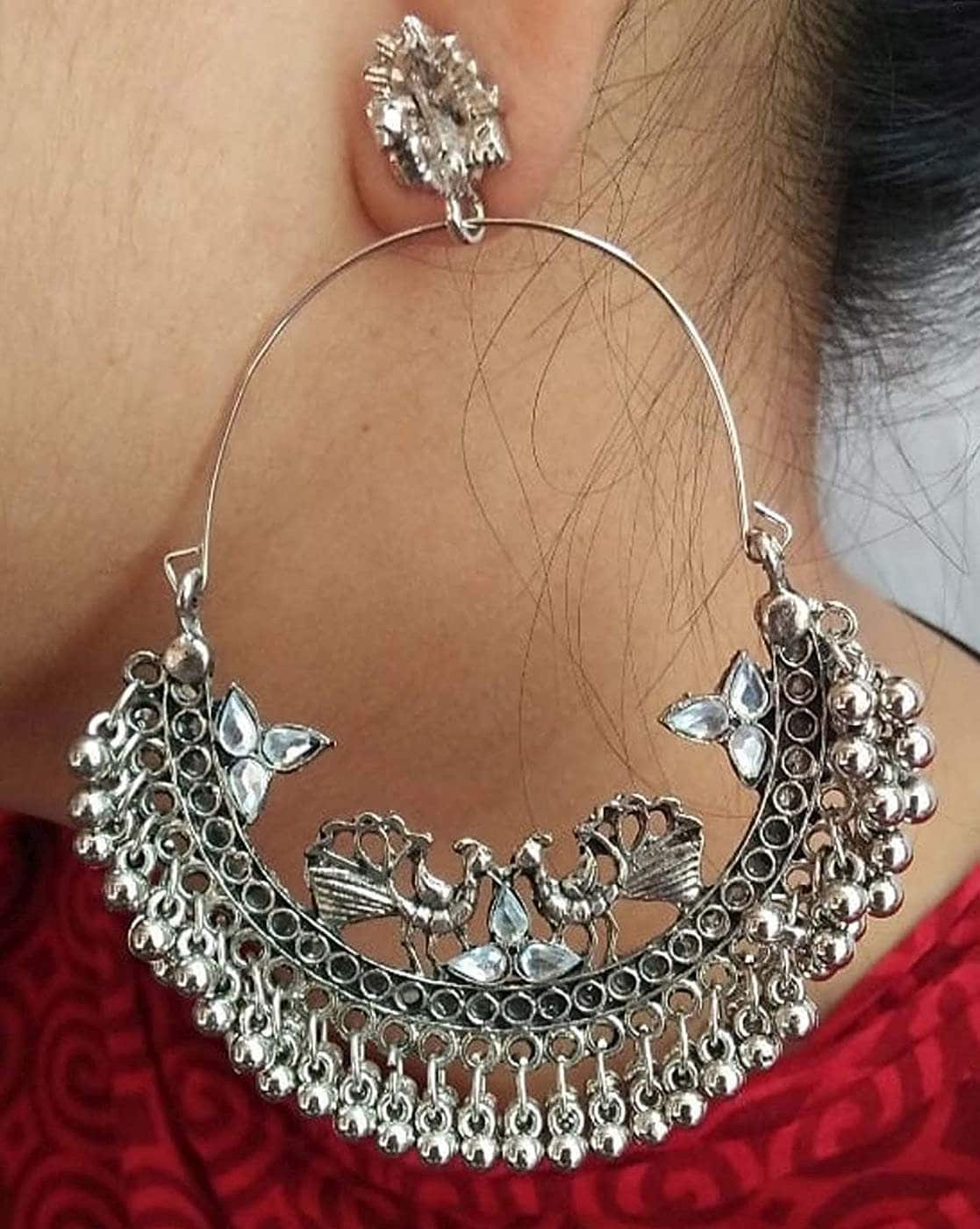 Katrina Kaif Inspired Silver Oxidized Chandbali Earrings – AryaFashions