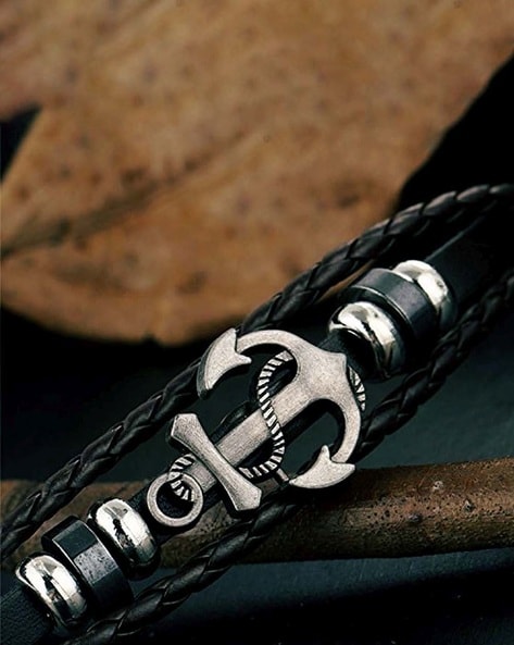 Buy Anchor Cord Bracelet, Men's Bracelet, Silver Anchor Charm, Blue Cords,  Bracelet for Men, Gift for Him, Sailor Bracelet, Clasp, Mens Jewelry Online  in India - Etsy