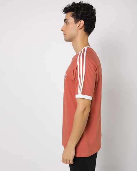 Adidas 3 stripe on sale t shirt pink