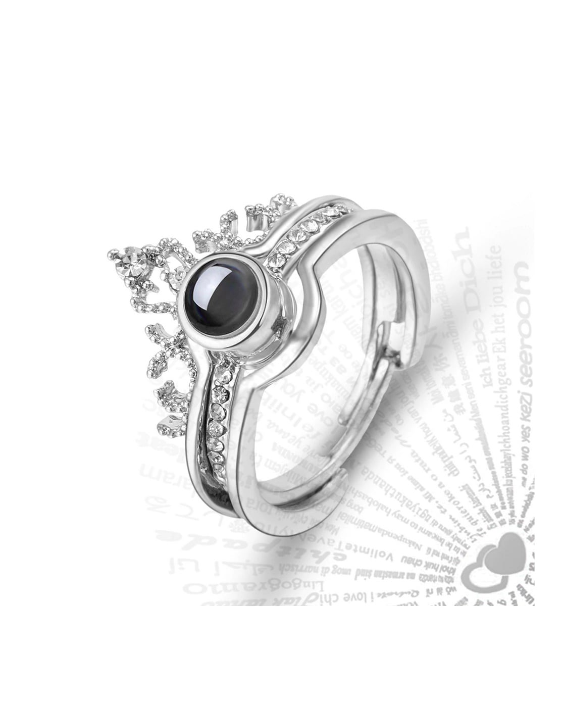 Urbana Silver Plated single Adjustable Ring Reflecting I love you In 1