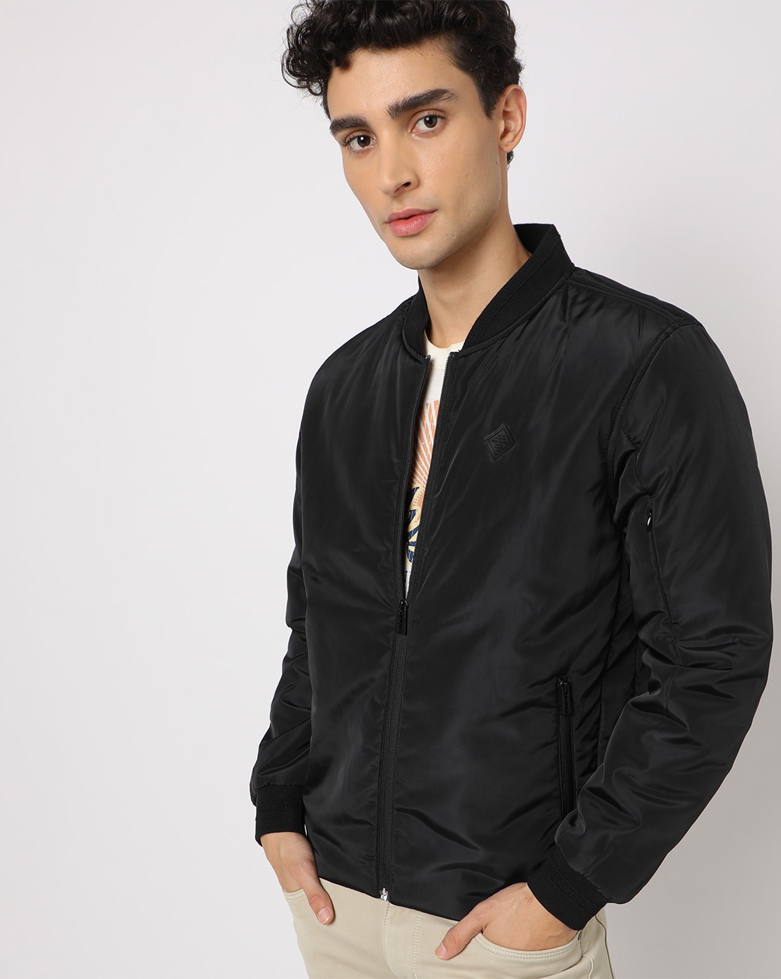 Purple Solid Zipper Jacket - Adan