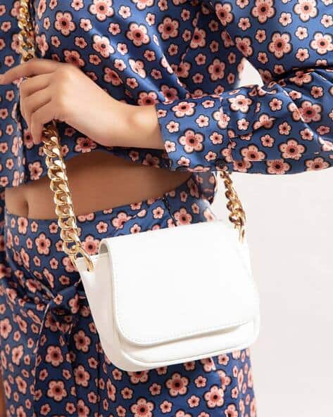 TWENTY DRESSES Solid Sling Bag with Chain Strap