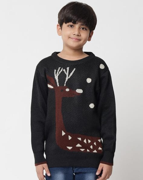NICK & JONES — Intarsia-Knit Round-Neck Sweater