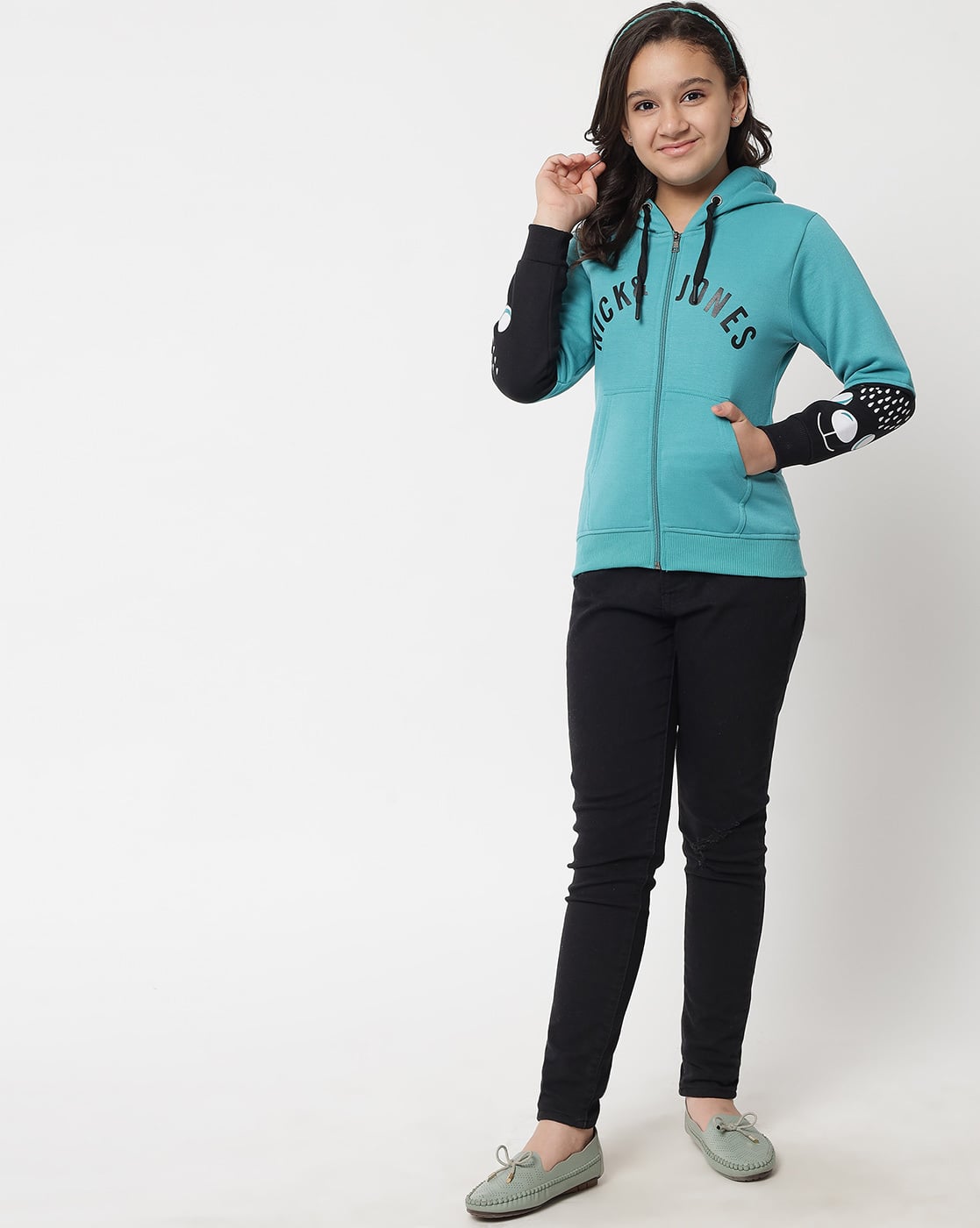 Buy NICK & JONES Brand Typography Zip-Front Hoodie Online | Ajio.com