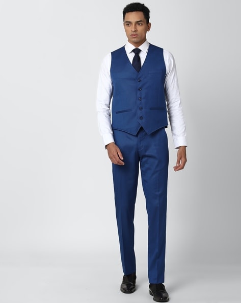 Blue Tweed Suit with Tan Check Waistcoat | Marc Darcy