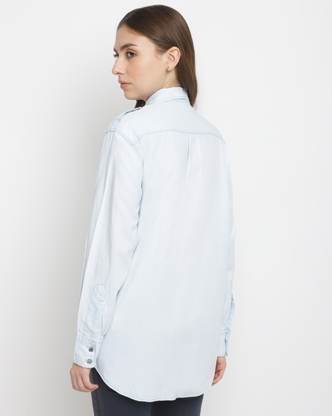 Bleached denim outlet shirt womens