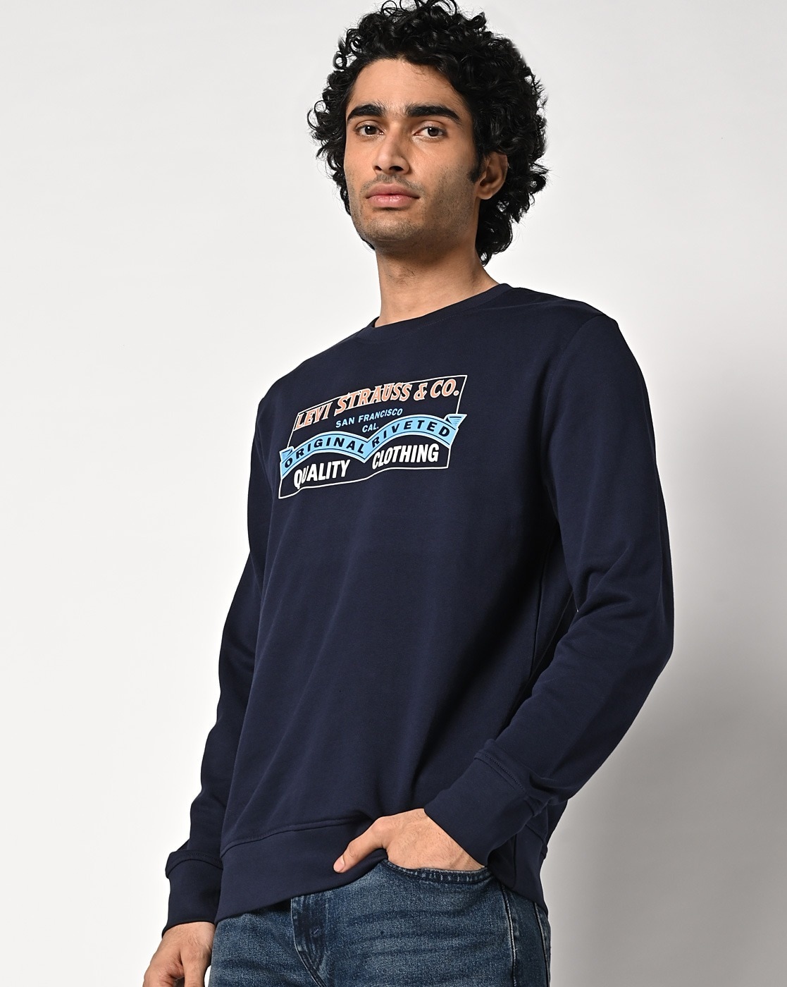 Navy Blue Sweatshirt & Hoodies Men by LEVIS Online | Ajio.com