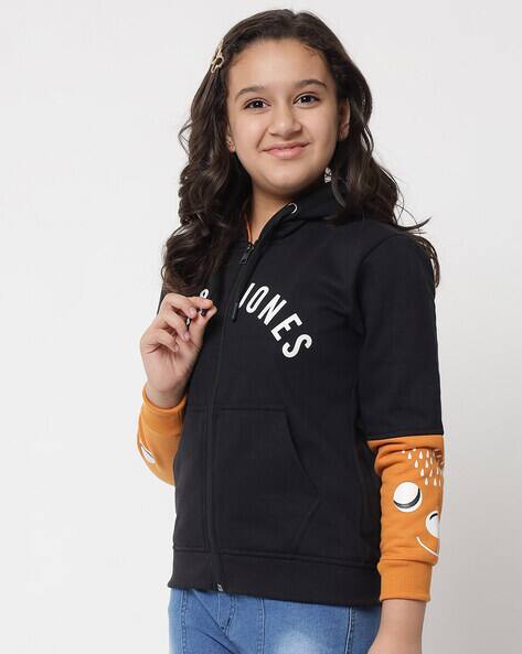 Buy NICK & JONES Brand Typography Zip-Front Hoodie Online | Ajio.com
