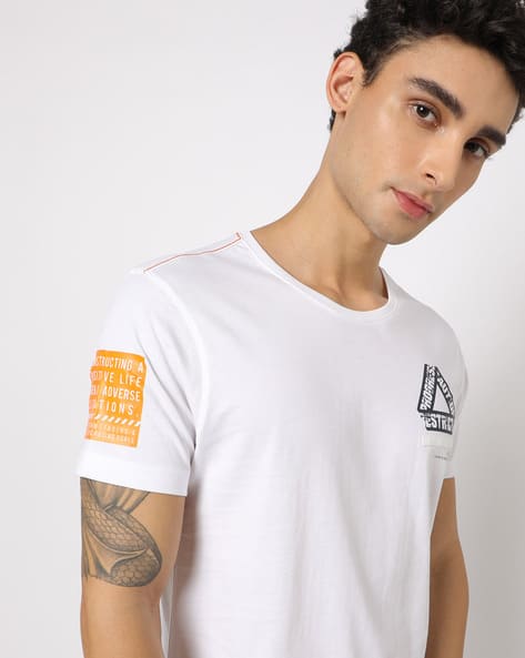 SPYKAR Placement Print Slim Fit Crew-Neck T-shirt