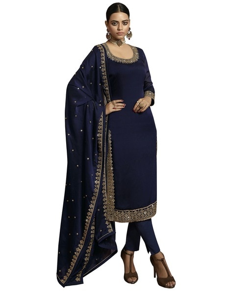Embellished Semi-stitched Suit  Material Price in India