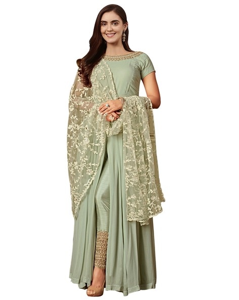 Embellished Semi-stitched Anarkali Dress Price in India