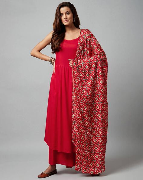 Dazzling Red Mustard Printed Sharara and Dupatta Couple Matching Dress –  anokherang