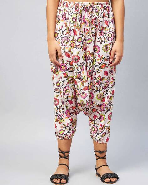 Floral Printed Harem Pants with Drawstring Fastening Price in India