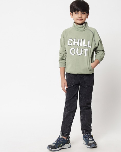 Boys Typographic Print Cotton Sweatshirt