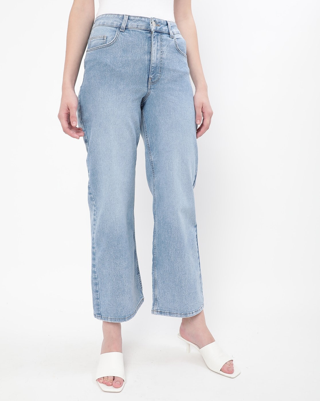 VMI Bora Lightly Washed Wide-Leg Jeans - Main Image