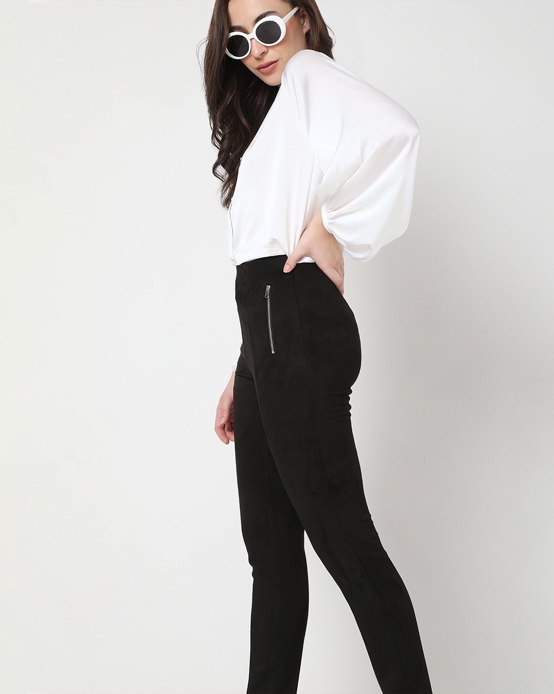 High Waist Coated Skinny Trousers | TALLY WEiJL Netherlands