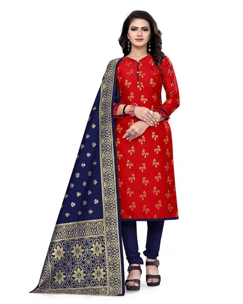 3-piece Dress Material with Woven Motifs Price in India