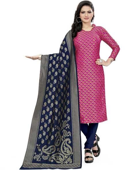 3-piece Dress Material with Woven Motifs Price in India