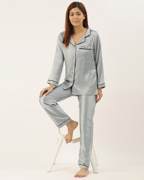 Grey silk online pyjamas