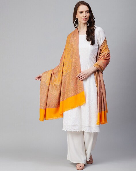 Shawl with Paisley Woven Border Price in India