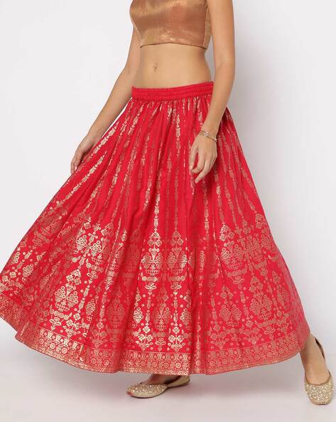 Update more than 87 long skirt red colour super hot