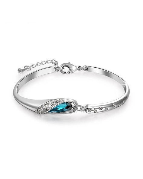 Clear Blue Beaded Square Crystal Bracelet | Classy Women Collection