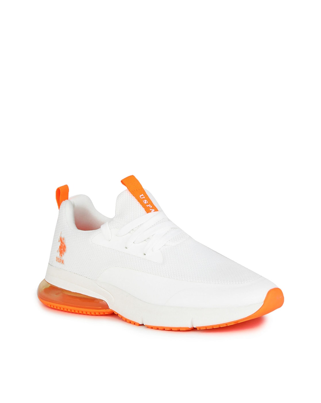 Orange store white sneakers