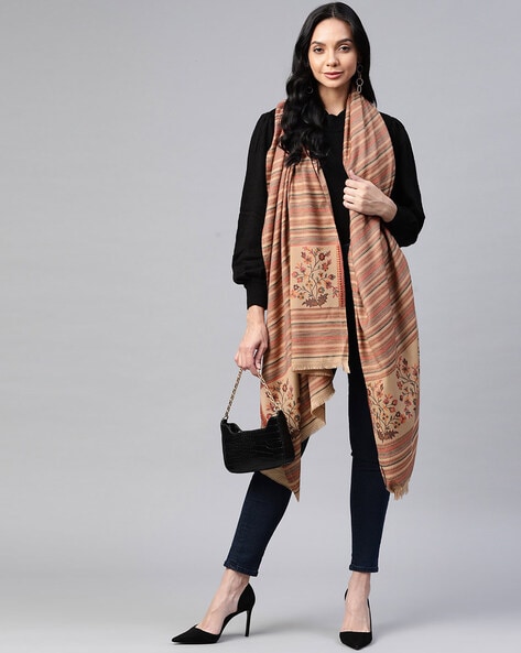 Striped Shawl with Frayed Hems Price in India