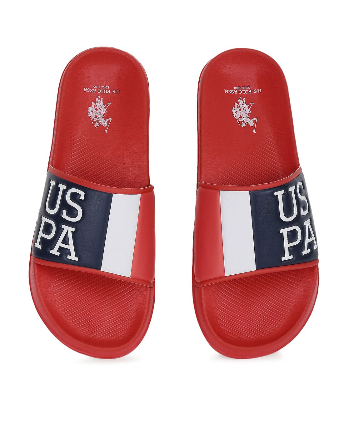 Brand Embossed Round Toe Slides