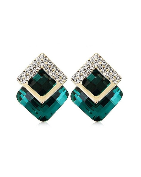 Grandest Birch 1 Pair Stud Earrings Square Shape Rhinestone Jewelry  Appearance Long Lasting Ear Studs for Daily Wear Alloy White - Walmart.com