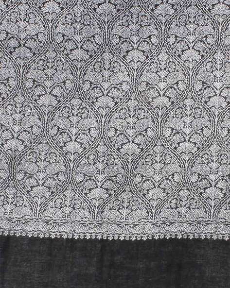 Indian Print Stole with Tasseled Border view 3