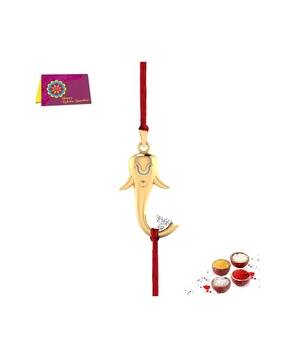 Sterling Silver Gold-Plated Vishwaraja Rakhi Cum Pendant-image-24