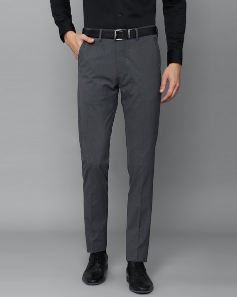 Buy Men Grey Carrot Fit Check Flat Front Formal Trousers Online - 753463 | Louis  Philippe