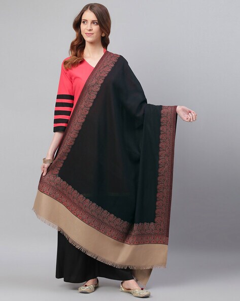 Shawl with Paisley Woven Border Price in India
