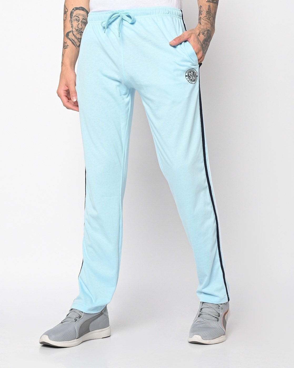 Beevee solid sky blue cotton track pant - G3-MTP0546 | G3fashion.com