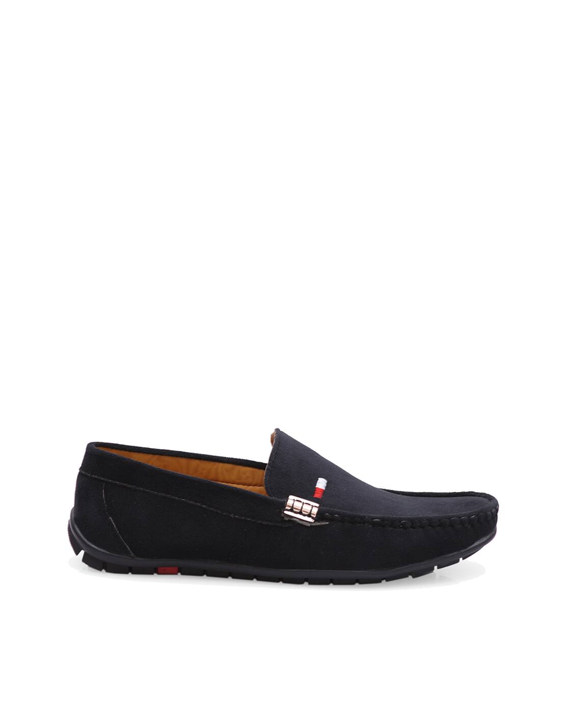 black leatherette slip on loafer