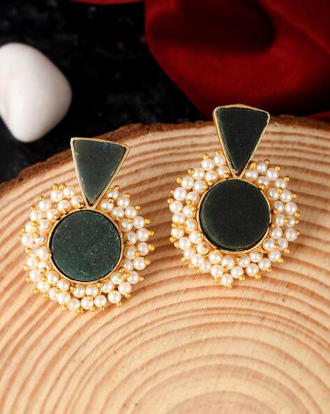 Buy Enamel Red  Green Stone Kundan Earrings for Women Online at Ajnaa  Jewels 391157
