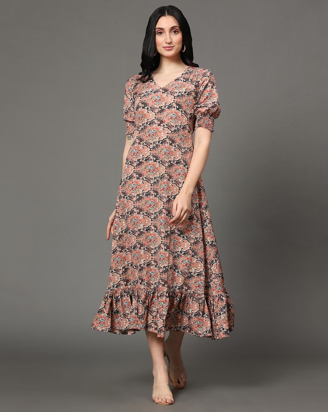 Buy Peach Dresses for Women by RIITIH 