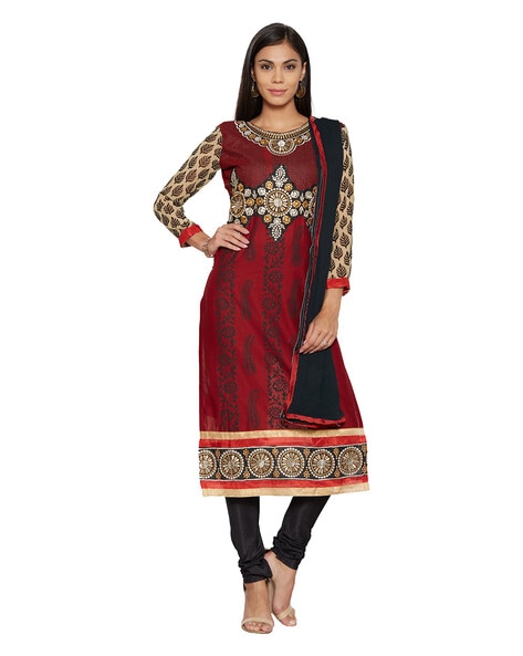 Paisley Print Unstitched Dress Material Price in India