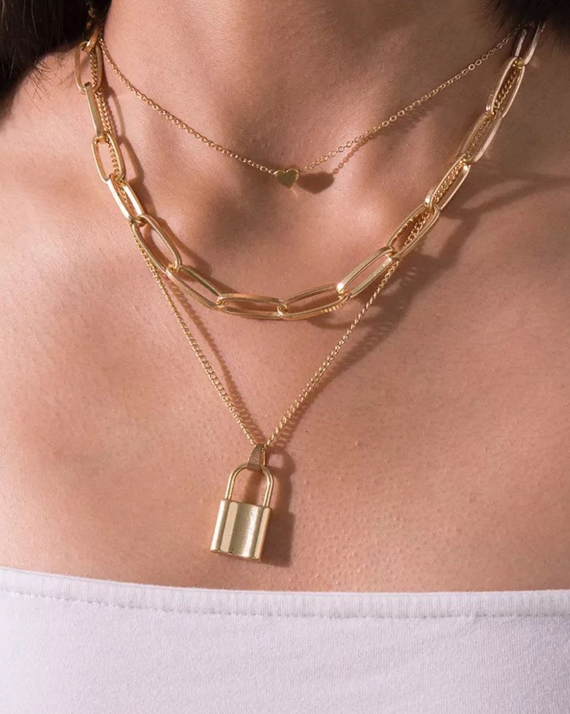 Lock Pendant Necklace | Layering Necklaces | 14K Gold Plated – PAVOI