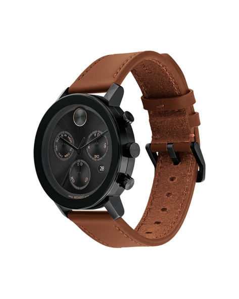 movado watch leather band