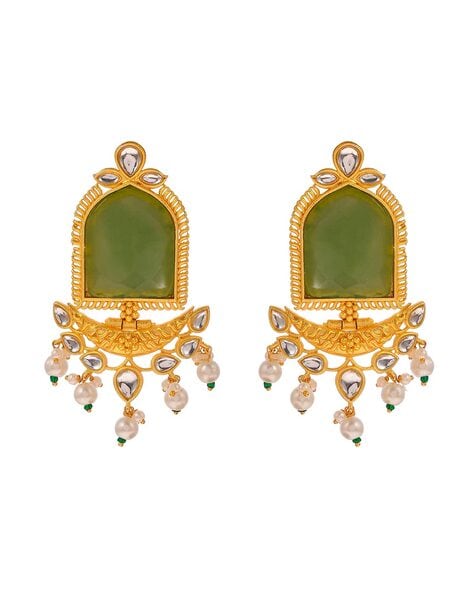 Crunchy Fashion Green Earrings Gold Plated Meenakari Kundan Pearl Drop  Dangler Fancy Stylish Wedding Polki Earring for Women Girls  Amazonin  Fashion