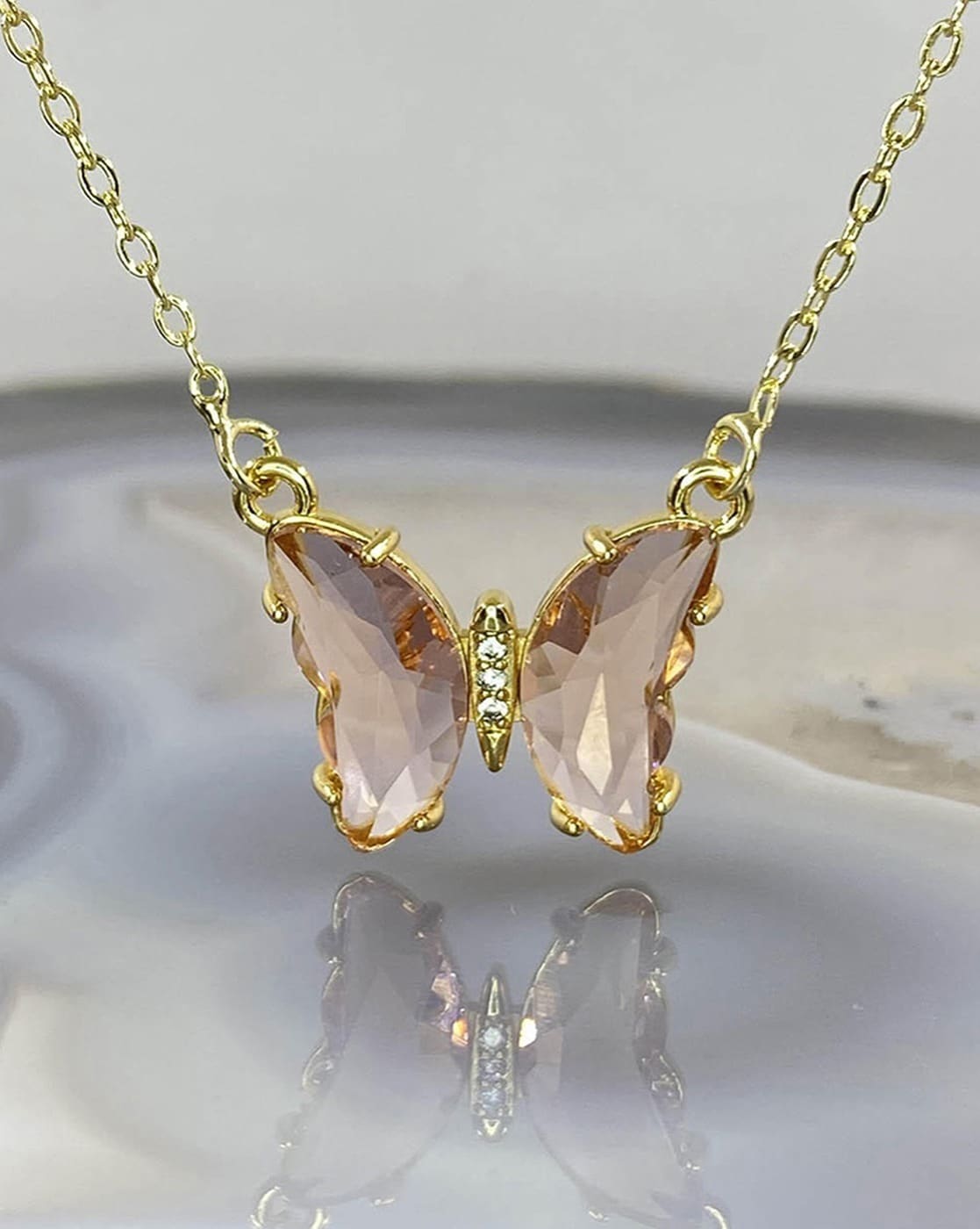 pink crystal necklace