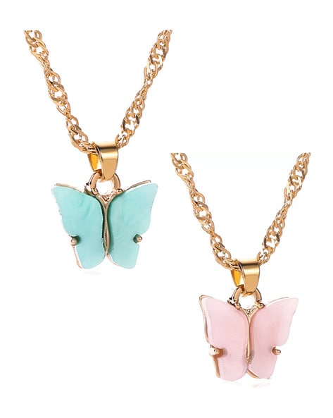 Wedding Wear Pink And Sky Blue Women Necklace Set