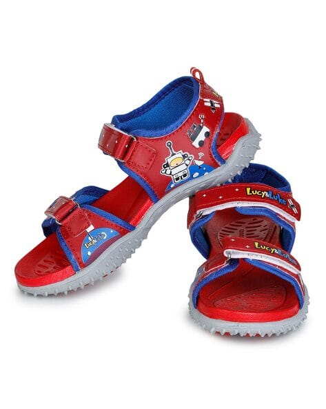 Printed Sports Sandals with Velcro Fastening