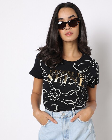 Black Tshirts for Women by DNMX Online | Ajio.com