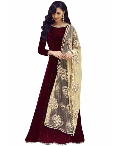 Semi-stitched A-line Dress Material Price in India