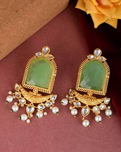 Traditional Green  Golden AlloyEthenic Earrings Jhumka For Girls  Women