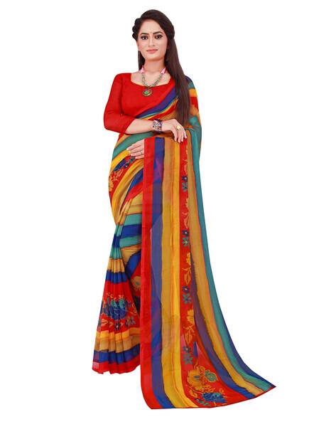 Pack of 2 Printed Saree with Blouse Piece view 3