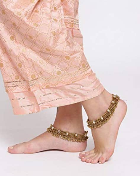 Youbella Gold-Plated Crystal Studded Strand Anklets